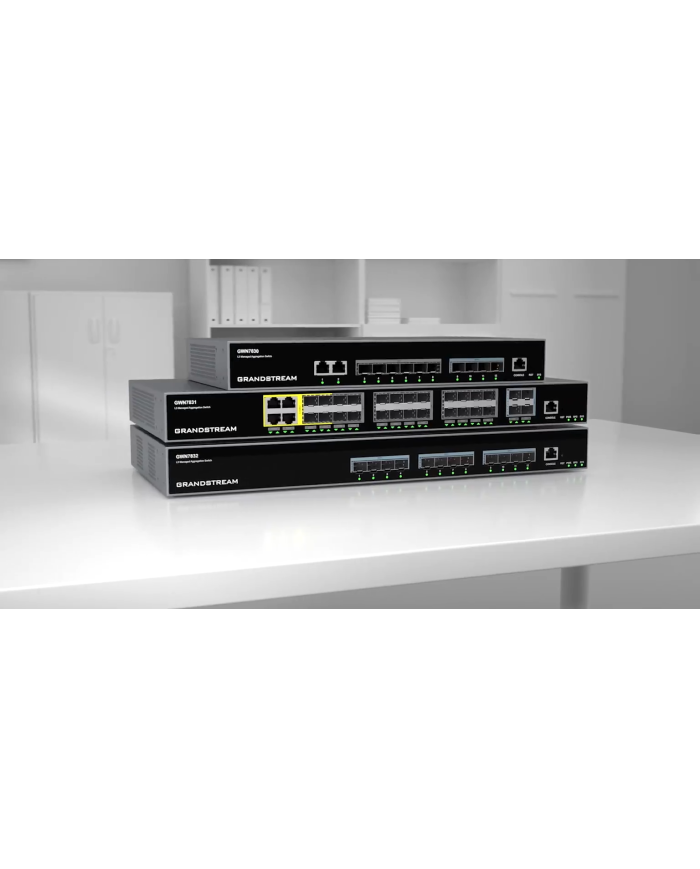 Grandstream GWN7831 L3 Switch 4× Gigabit RJ45 ports, 24× Gigabit SFP ports, and 4× 10 Gigabit SFP+ ports