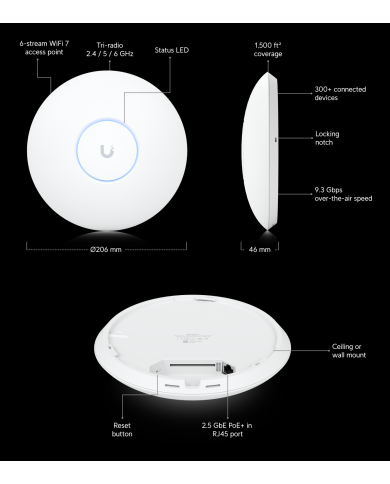 Ubiquiti Networks UniFi U7 Pro Tri-Band Wi-Fi 7 Access Point