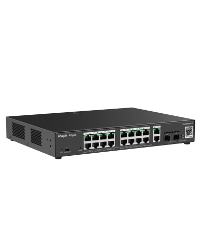 Ruijie RG-ES220GS-P 16-Port 10/100/1000 Mbps PoE+, 2-Port Gigabit, 2-Port SFP, 250W Cloud Managed Switch