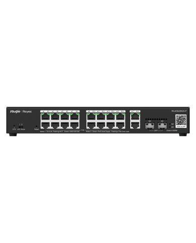 Ruijie RG-ES220GS-P 16-Port 10/100/1000 Mbps PoE+, 2-Port Gigabit, 2-Port SFP, 250W Cloud Managed Switch