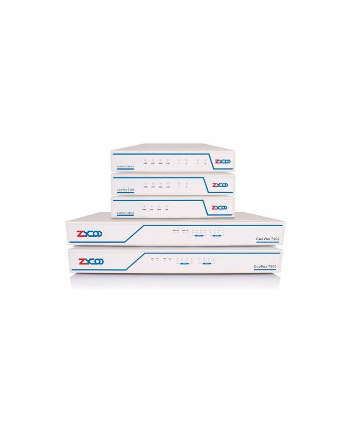 Zycoo CooVox-T200 IP PBX 200 extensions - 80 concurrent calls without modules (8 FXO capacity)