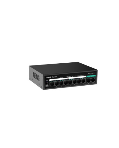 Ruijie RG-ES110FG-P, 8-Port 10/100 Mbps with 2-Port Gigabit Unmanaged PoE Switch