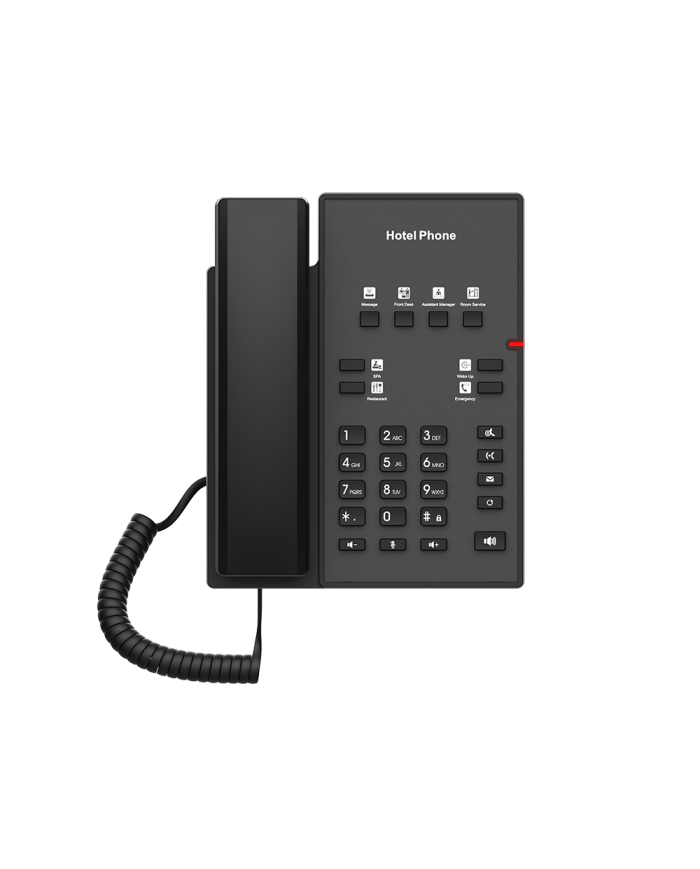 Fanvil H1 Hotel IP Phone (2 SIP Lines, Wall-Mountable, PoE) - Black