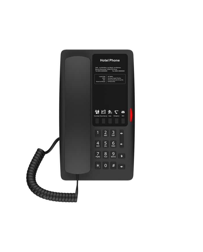 Fanvil H4 Cost-Effective Hotel IP Phone (5 Programmable Keys, HD Audio, PoE) - Black or White