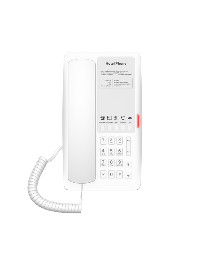 Fanvil H4 Cost-Effective Hotel IP Phone (5 Programmable Keys, HD Audio, PoE) - Black or White