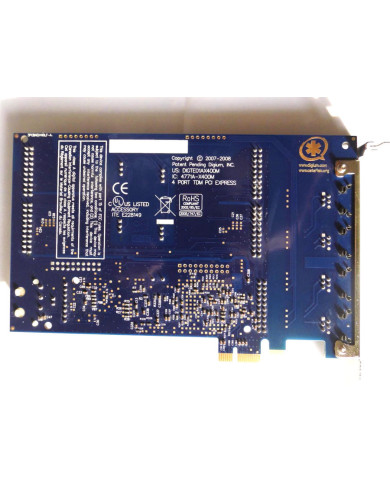 Digium Quad Span Digital PRI PCI-Express x1 Card  with Hardware Echo Cancellation