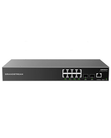 Grandstream GWN7801P Enterprise 8-Port Gigabit L2+ Managed PoE/PoE+ Switch with 2 Gigabit SFP Uplink Ports